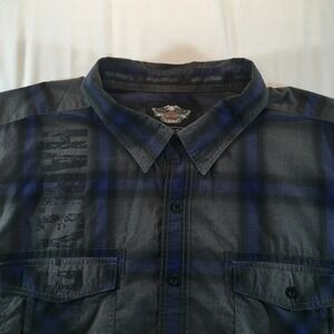 Harley Davidson Plaid Shirt Short Sleeve Button Up Graphic 4XL